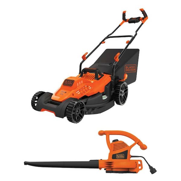 17 in. 12 AMP Corded Electric Walk Behind Push Lawn Mower with 12 AMP Corded Electric 3-in-1 Leaf Blower Vac and Mulcher