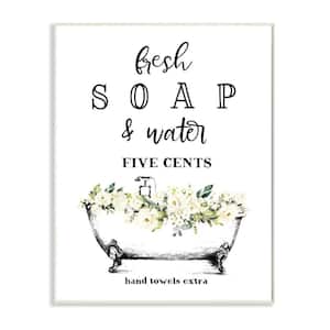 "Fresh Soap And Water Bath Tub Bathroom Design"by Lettered and LinedWood Abstract Wall Art 15 in. x 10 in.