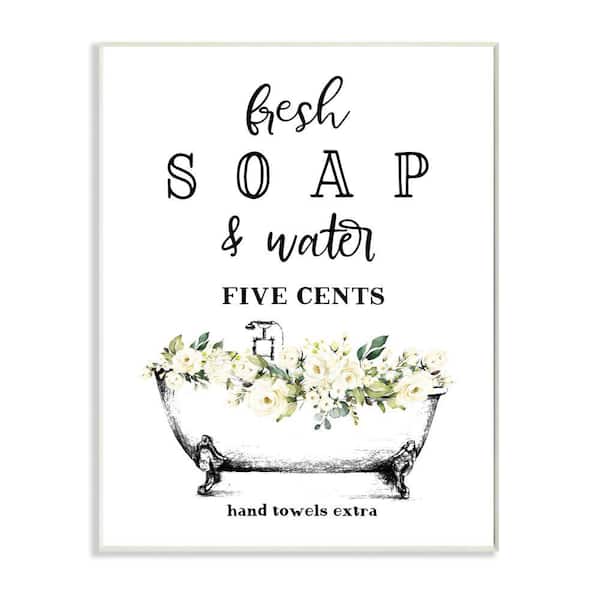 Stupell Industries "Fresh Soap And Water Bath Tub Bathroom Design"by Lettered and LinedWood Abstract Wall Art 19. x 13.