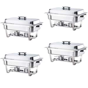 8 Qt. Foldable Frame Stainless Steel Chafing Dish Buffet Chafer Complete (Set of 4)