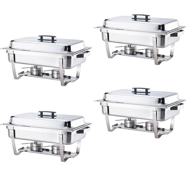 ALPHA LIVING 8 Qt. Foldable Frame Stainless Steel Chafing Dish Buffet Chafer Complete (Set of 4)