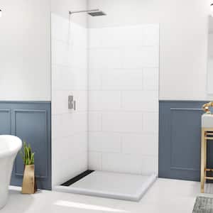 DreamStone 42 in. W x 84 in. H x 42 in. D 2-Piece Glue Up Traditional Solid Corner Shower Wall Surround in White