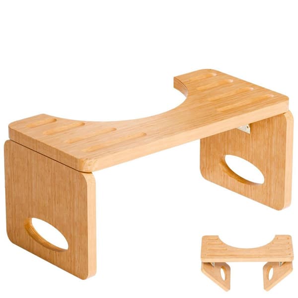 1-Piece Bathroom Accessory Set with 7 in. Foldable Bamboo Toilet Stool for Bathroom Adults and Daily Bathroom Use