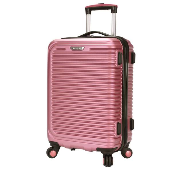 Basics Geometric Travel Luggage Expandable Suitcase Spinner with Wheels and Built-in TSA Lock, 21.7-inch - Pink