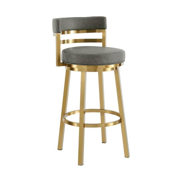 Armen Living Madrid 26 in. Vintage Gray Stainless Steel Counter Stool