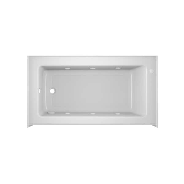 JACUZZI Signature Low Profile 60 in. x 32 in. Whirlpool Bathtub with Left Drain in White with Heater