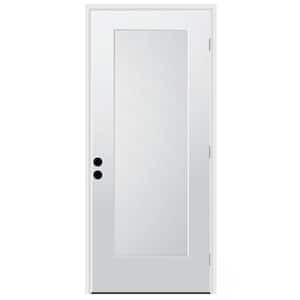 36 in. x 80 in. 1-Panel Right-Hand/Inswing Unfinished Primed White Fiberglass Prehung Front Door w/4-9/16 in. Jamb Size