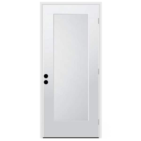 CODEL DOORS 36 in. x 80 in. 1-Panel Right-Hand/Inswing Unfinished Primed White Fiberglass Prehung Front Door w/4-9/16 in. Jamb Size