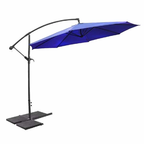XtremepowerUS 10 ft. Round Cantilever Offset Outdoor Patio Umbrella in Blue