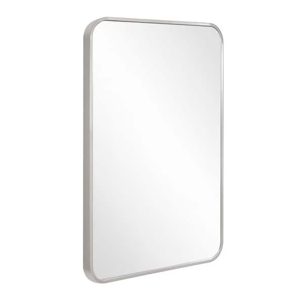 Unbranded Isla 20 in. W x 30 in. H Medium Rectangular Framed Decorative Wall Mount Bathroom Vanity Mirror in Brushed Silver