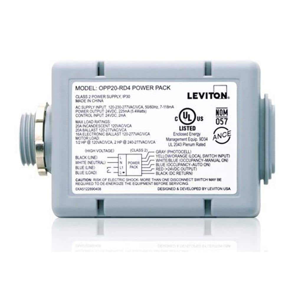 Leviton 20 Amp Power Pack for Occupancy Sensors: Auto-On, Manual-On, Local Switch, Photocell, Latching Relay, Gray