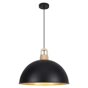 1-light Black Modern Pendant Light with Metal Dome Shade for Kitchen Island Dinning Room