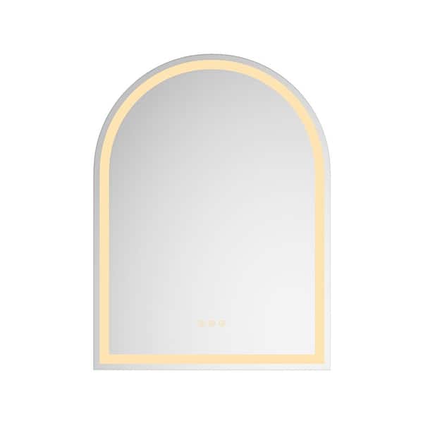 Interbath 30 in. W. x 40 in. H Arched Frameless LED Light Wall Anti-Fog Bathroom Vanity Mirror