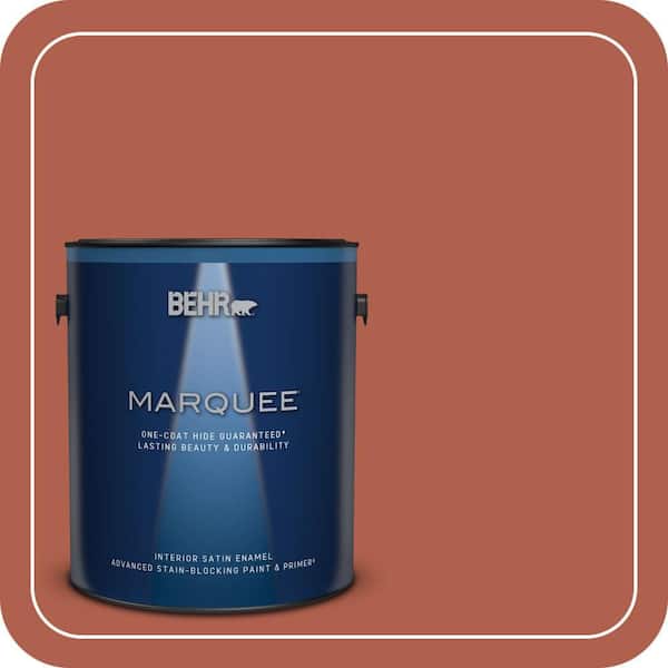 BEHR MARQUEE 1 gal. #BIC-46 Clay Red Satin Enamel Interior Paint & Primer