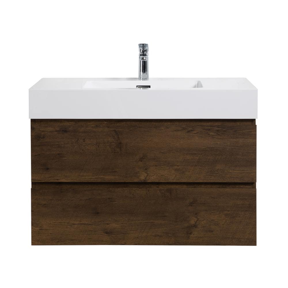 Alice 36.00 in. W x18.10 in. D x 25.20 in. H Floating Bath Vanity in Brown 
