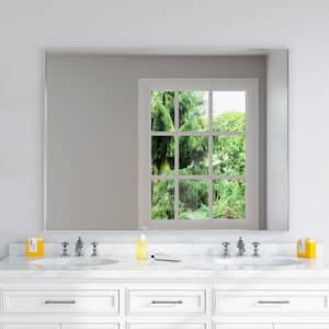 48 in. W x 36 in. H Rectangular Aluminum Framed Wall Bathroom Vanity Mirror in Brushed Sliver