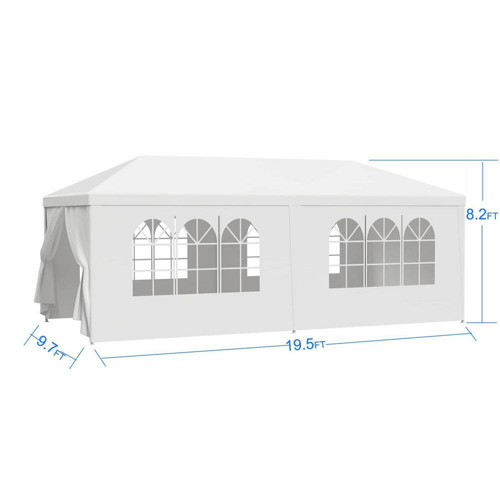 White 10x20 Portable Metal Frame Gazebo with Removable Sidewalls