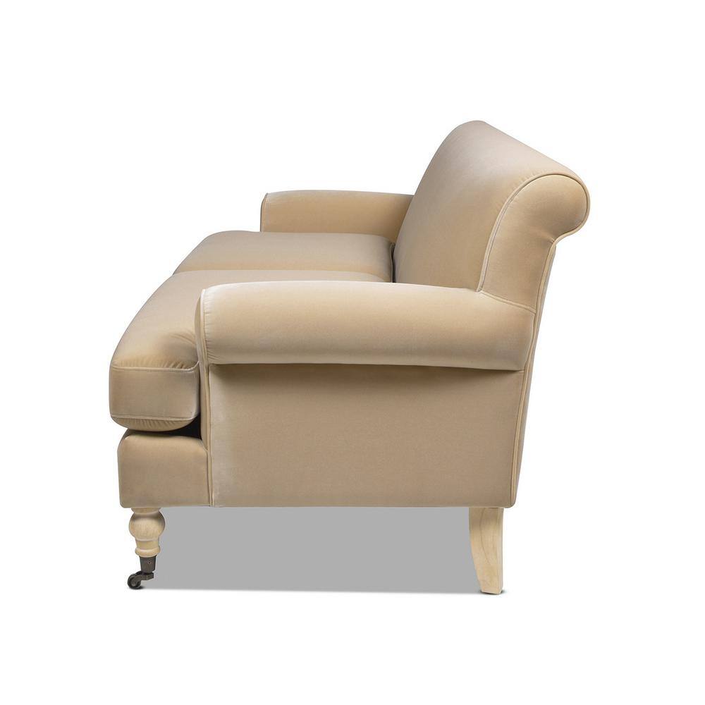Alana 88" Fawn Brown Velvet Lawson Sofa with Wood Legs