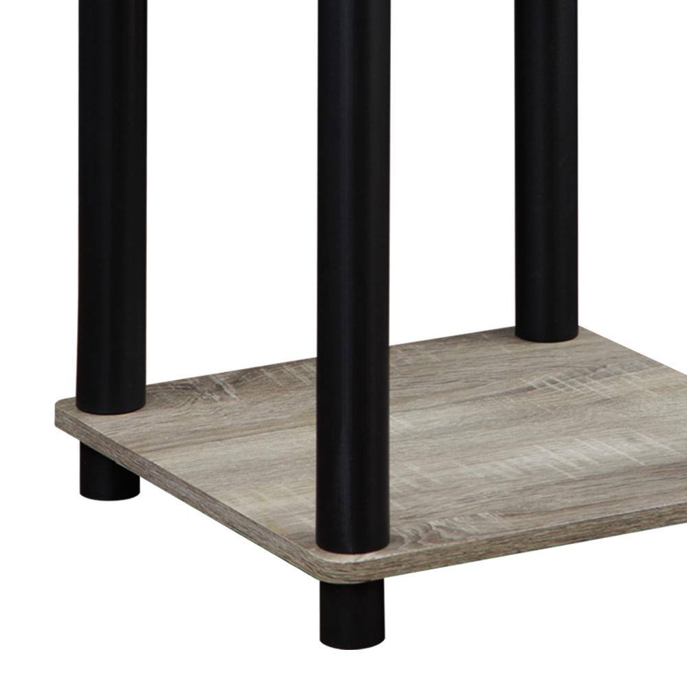 Modern French Oak Grey Square Wood and Metal End Table