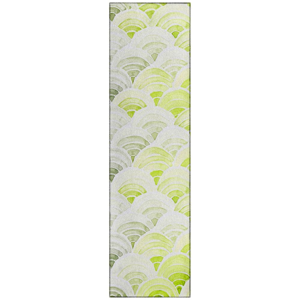 Surfside Green 2 ft. 3 in. x 7 ft. 6 in. Geometric Indoor/Outdoor Area Rug
