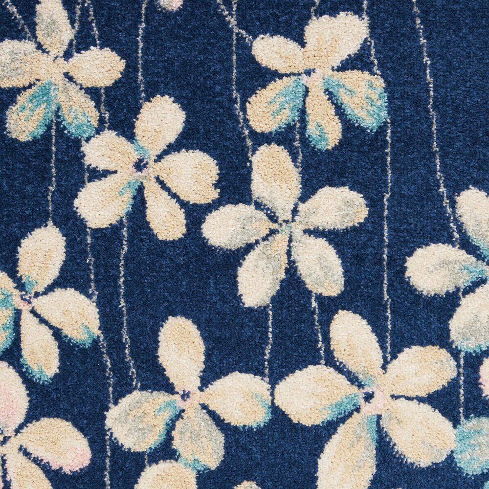 Navy Floral Whisper Rectangular Viscose 2' x 4' Area Rug