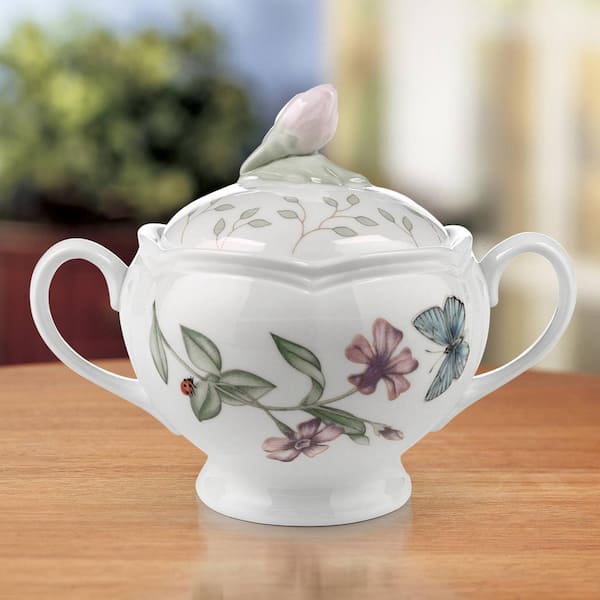 Butterfly Meadow 6 oz. Multi Color Porcelain Sugar Bowl