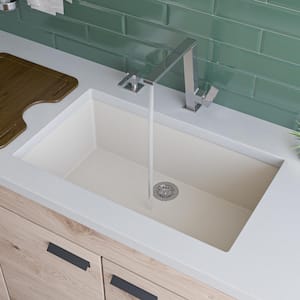 Undermount Granite Composite 29.88 in. Single Bowl Kitchen Sink in Biscuit
