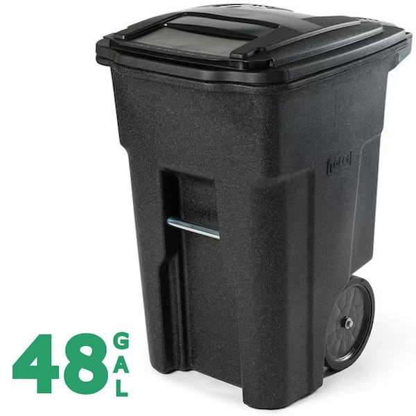 Toter 48 Gal. Blackstone Trash Can with Quiet Wheels and Attached Lid