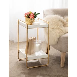 Nicco 16 in. White Rectangle MDF End Table
