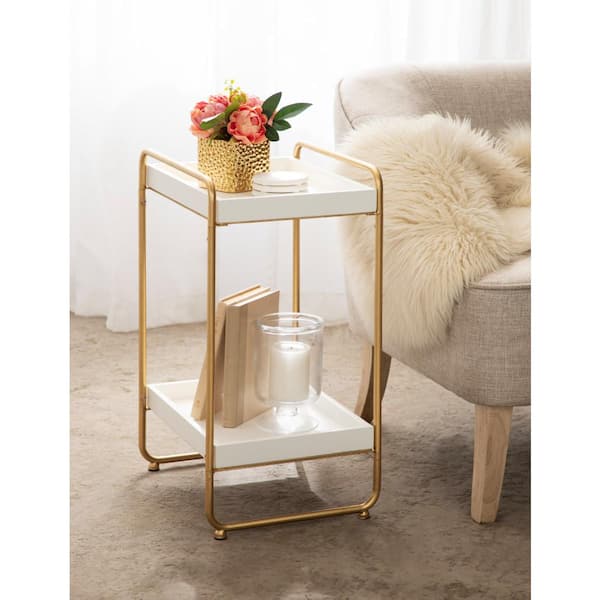 Kate and Laurel Nicco 16 in. White Rectangle MDF End Table