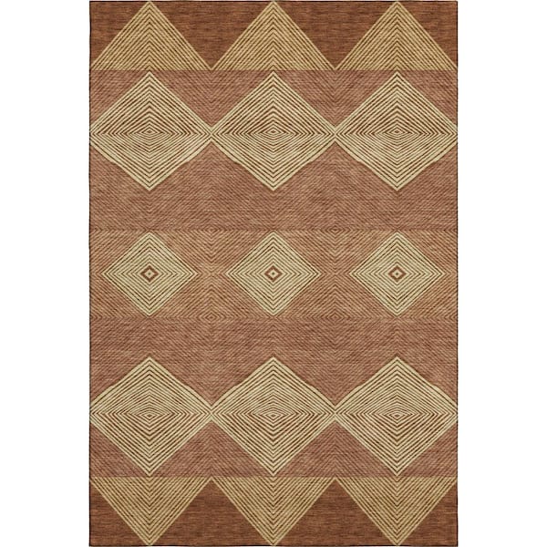 Mayfield Premium Machine Washable Abstract AMF2545 Paprika 9 ft. x 12 ft. Area Rug