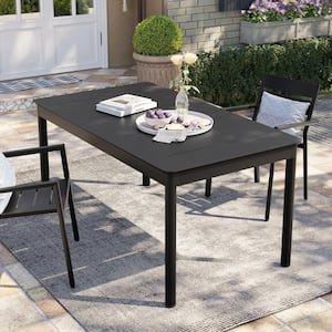Aluminum Patio Outdoor Dining Table with Extension in Black
