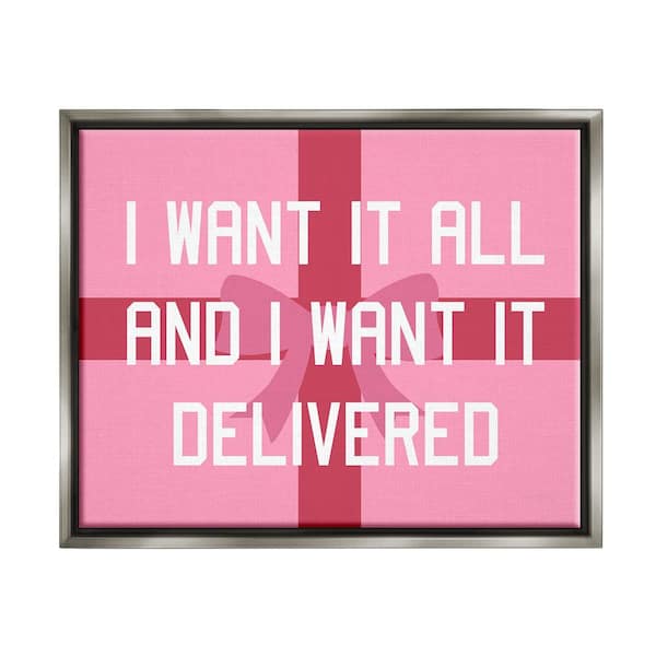 Stupell Industries Funny Want Gifts Delivered by Lil' Rue 1 Piece Floater Frame Graphic Print Typography Poster Art Print 21 in. x 17 in.