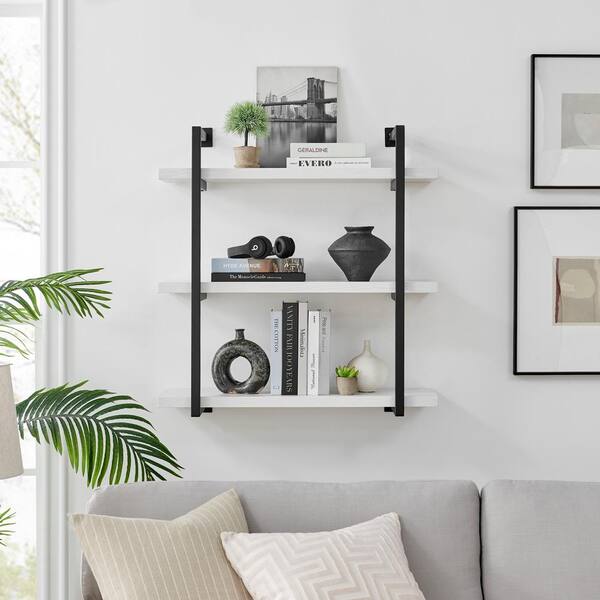 Floating Metal Shelf - Black or White Metal Finish