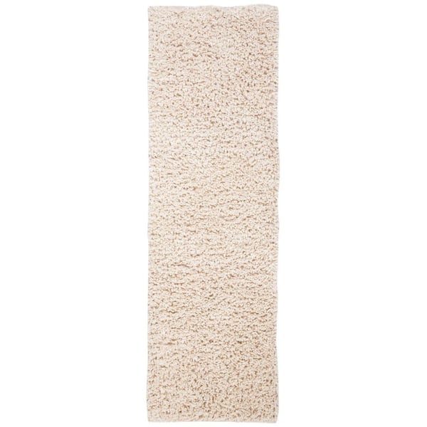 Sheep Shag 2 ft. x 8 ft. Ivory Solid Color Runner Rug