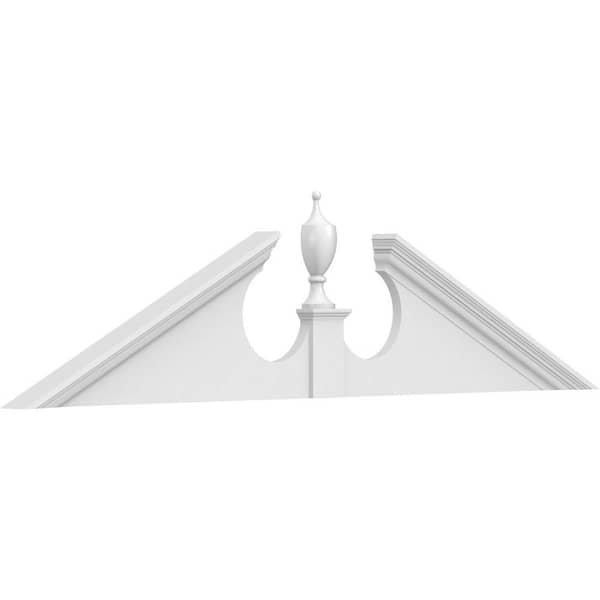 Ekena Millwork 70 in. W x 17-1/2 in. H x 2-3/4 in. P Pitch 6/12 Acorn Signature Urethane Pediment Acorn Ships Unattached in Box, Prime