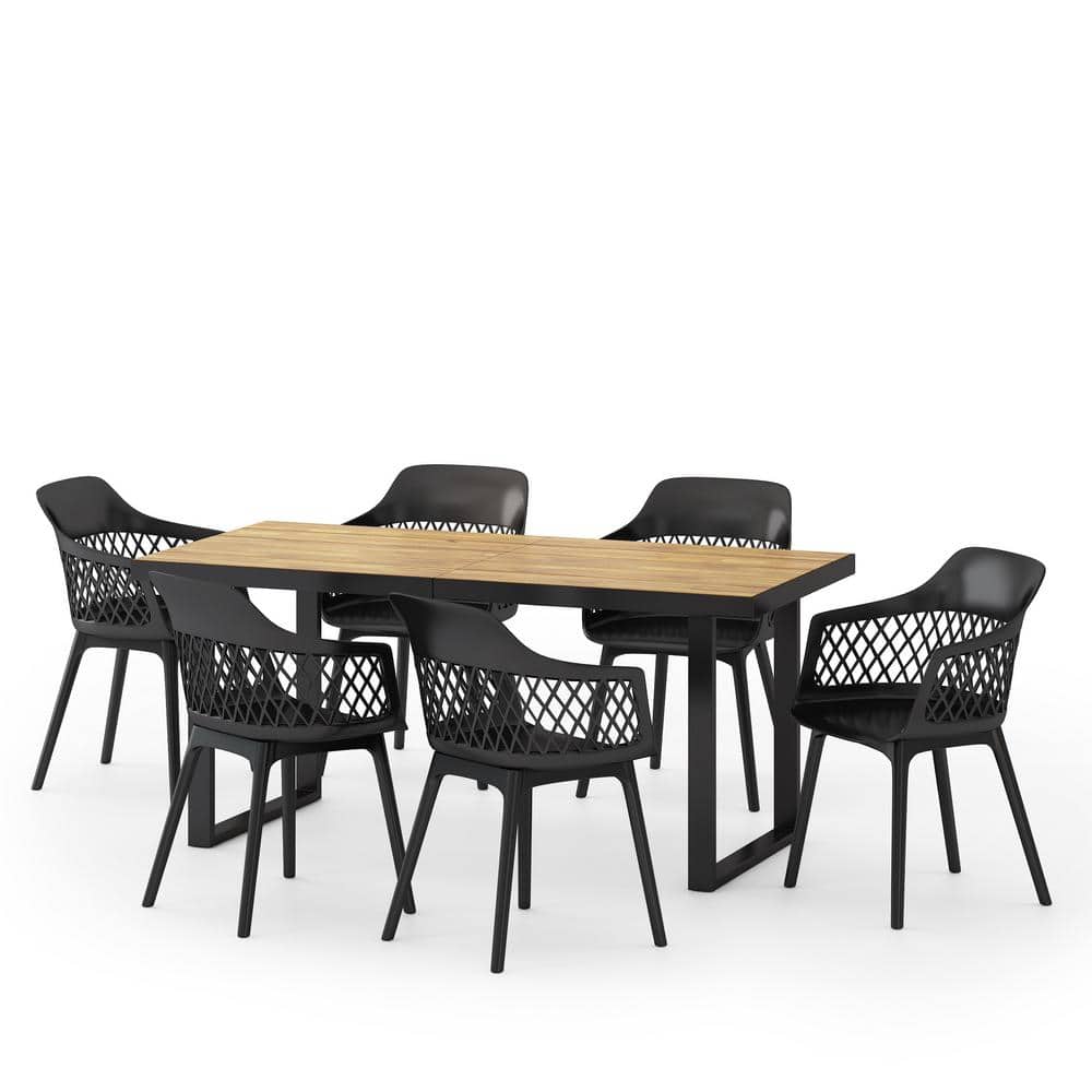 Lorena 7-Piece Wood and Resin Outdoor Dining Set price history on PriceWatchPro