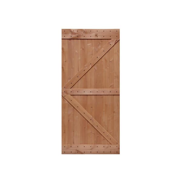 LUBANN 40 in. x 84 in. Ready-to-Assemble British Brace Hardwood Interior Sliding Barn Door Slab with Hardware Kit