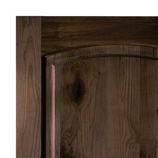 DIY 32 in. x 80 in. Knotty Alder 2-Panel Left-Hand Top Arch Black Stain Single Wood Front Door Kit w/Quick Assemble Jamb