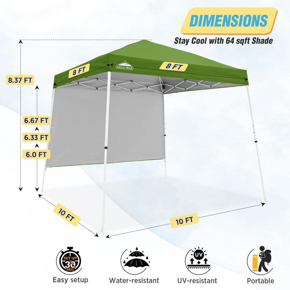 Green 10x10 Steel Portable Pop-Up Canopy Tent