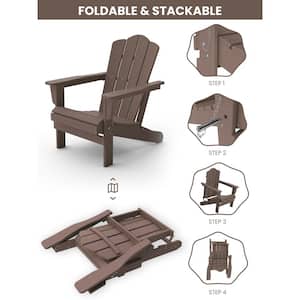 HIPS Classic Brown Stitching Folding Plastic Adirondack Chair (Set of 1)