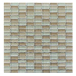 Artistic Jewels Glossy Beige 12 in. x 12 in. Rectangle Mosaic Glass Wall Pool Floor Tile (10 Sq. Ft./Case)