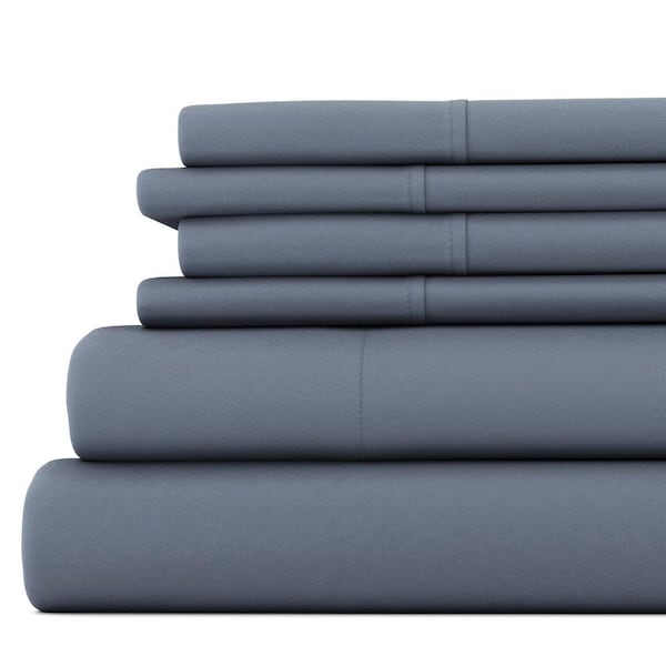 Becky Cameron 6-Piece Solid Stone Queen Bed Sheet Set