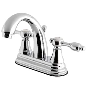 Tudor 4 in. Centerset Double Handle High-Arc Bathroom Faucet in Polished Chrome
