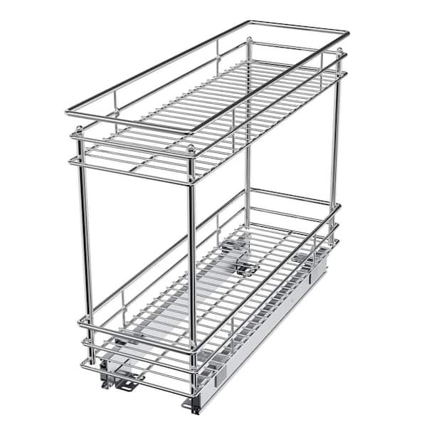 HOMLUX 17.5 in. H x 5 in. W x 18 in. D Silver Metal Pull-Out Organizer