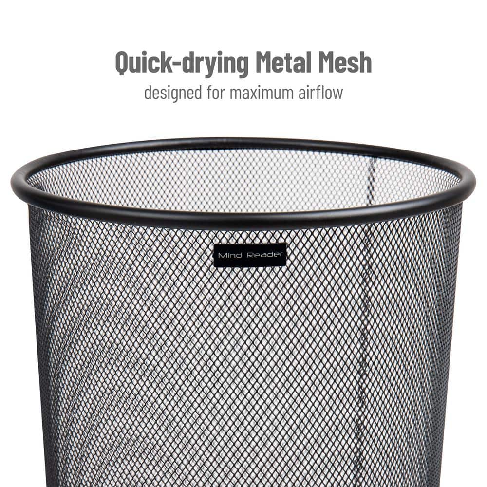 Black Metal Mesh Floor-Standing Umbrella Holder Basket