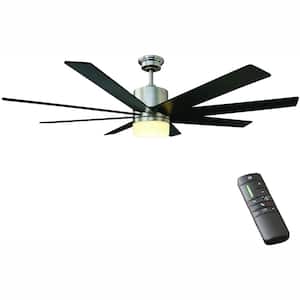 Kingsbrook 60 in. LED Indoor Brushed Nickel Ceiling Fan with Light Kit and Remote Control
