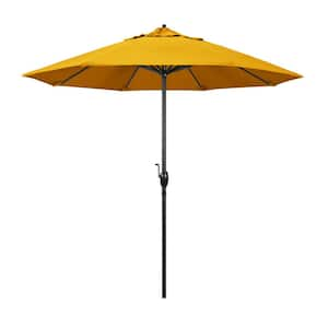 9 ft. Black Aluminum Market Patio Umbrella Auto Tilt in Dandelion Pacifica Premium