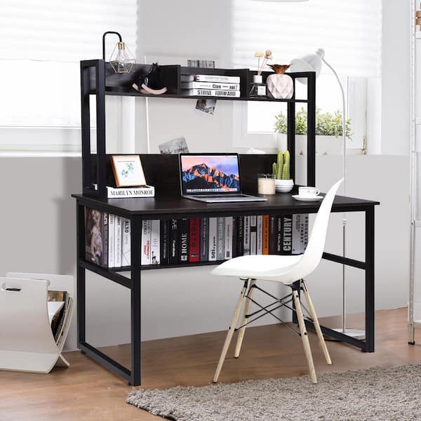 32 inch Compact Mobile Rolling Computer Desk w/ Printer Shelf Hutch