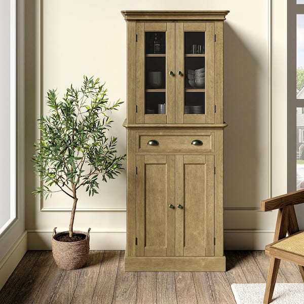 JAYDEN CREATION Hercules Natural 72 in. Assembled 30 in. x 17.25 in. x 71.75 in. Kitchen Pantry With Drawer